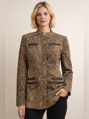 Vintage Leopard Print Leather Jacket The Leather Ranch XS S Rare Statement Coat